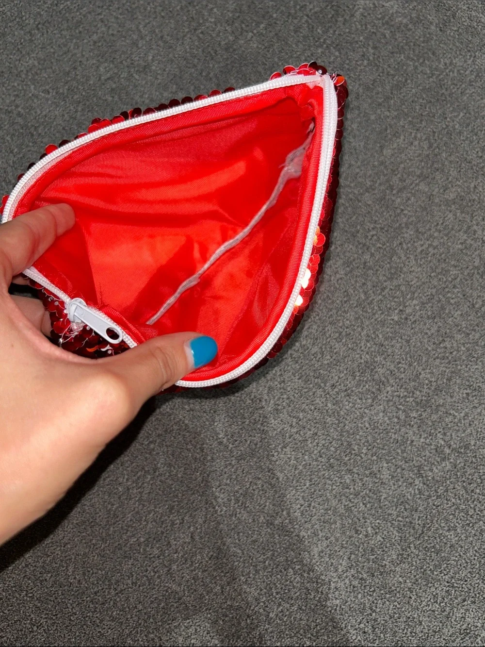 “Canes Chicken” Red and White Sequin Zip Pouch